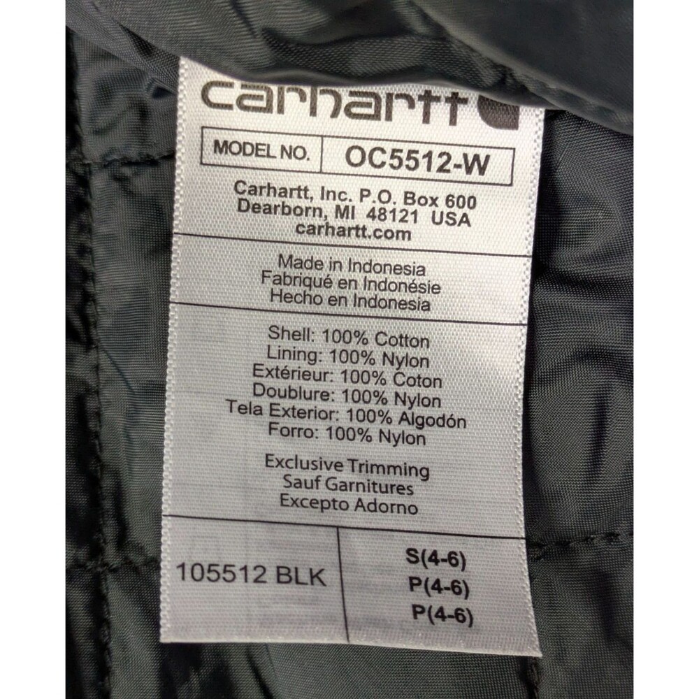 Carhartt Womens Loose Fit Weathered Washed Duck Coat Black Size Small NEW - Picture 13 of 14